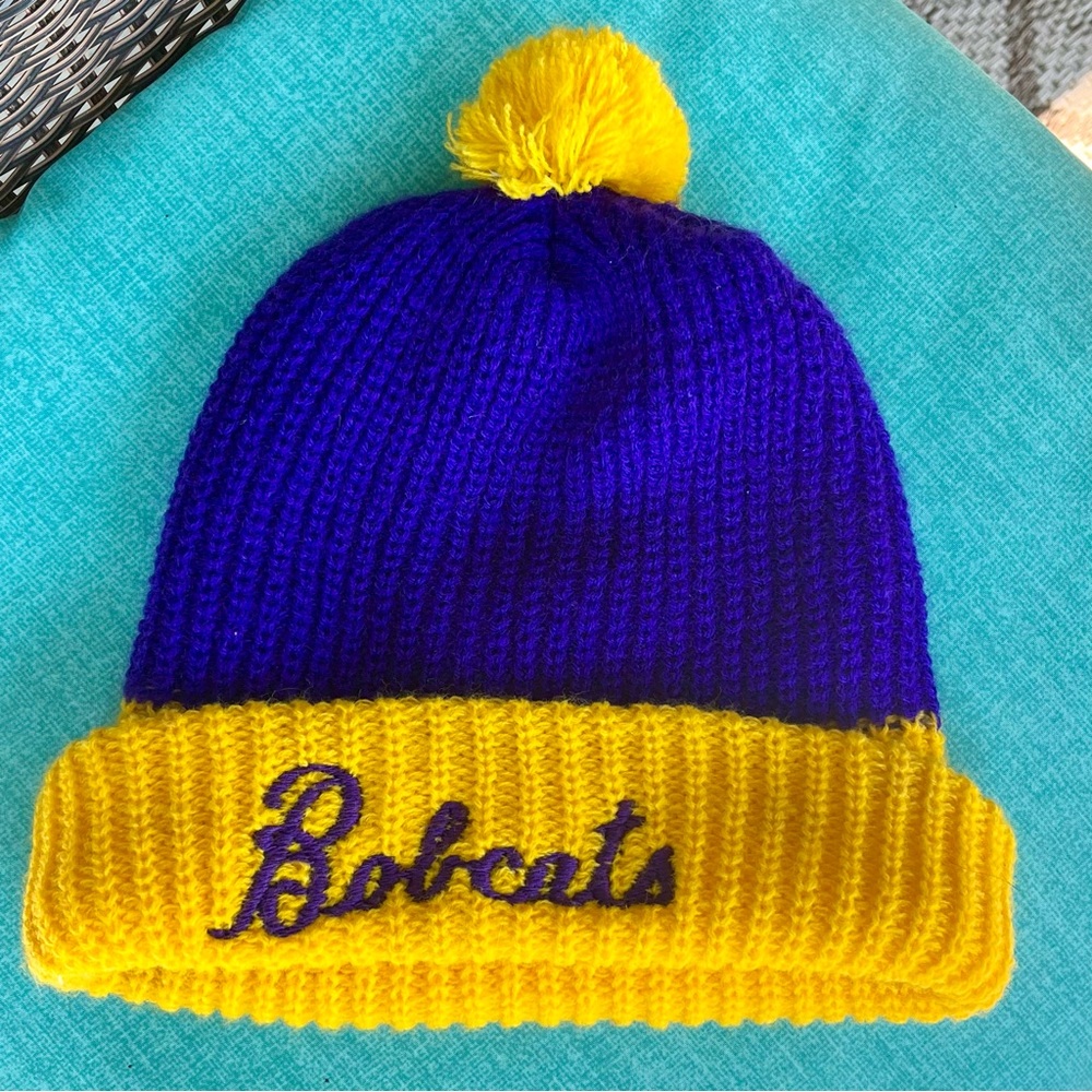 Vintage Purple and Gold Bobcats Beanie sports hat